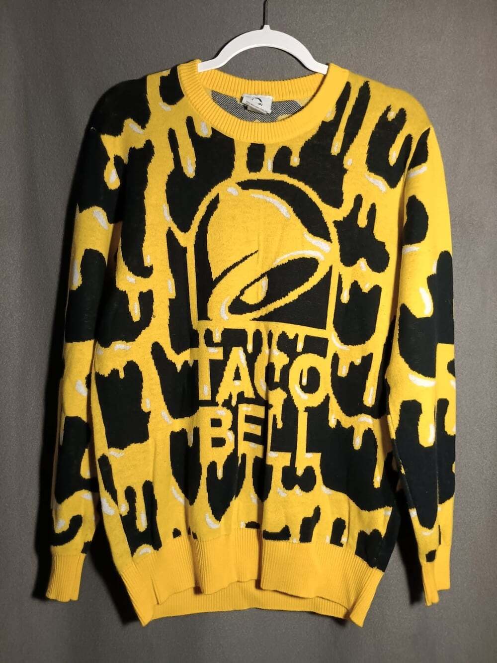 Taco Bell Drippy Nacho Ugly Christmas Sweater Medium Yellow Ripple Junction Rare